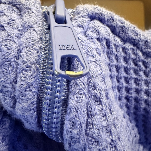 Aerie Waffle Quarter Zip Blue Pullover Sweater, pockets, X Large - Picture 11 of 11
